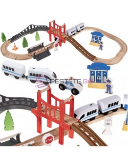 Дървено влакче железопътна линия с батерия 3.2м